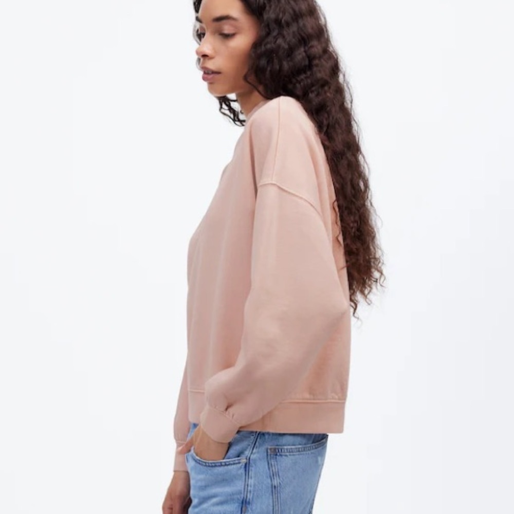 Madewell Relaxed Mockneck Cropped Sweatshirt Pale Blush Women’s Small - Picture 3 of 12